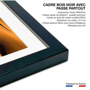 Affiche paysage dune et lumière Affiche + cadre en bois - Noir