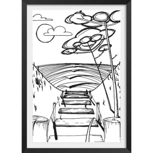 Poster spot landais Affiche + cadre en bois - Noir