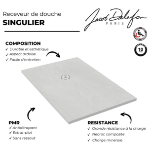 Receveur de douche 110 x 80 Singulier neoroc rectangle blanc + bonde