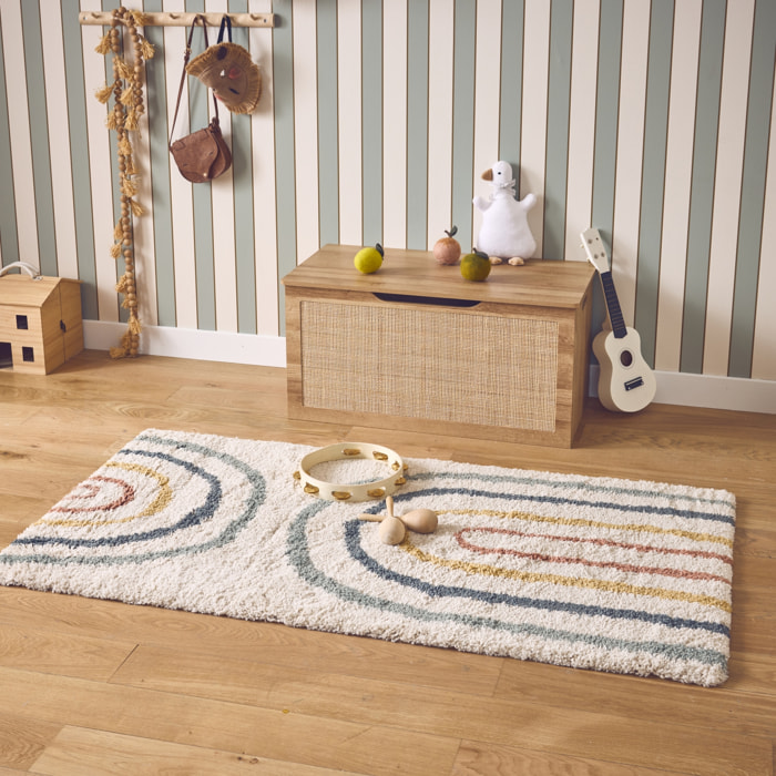 Tapis intérieur enfant crème et multicolore arc-en-ciel DAKOTA