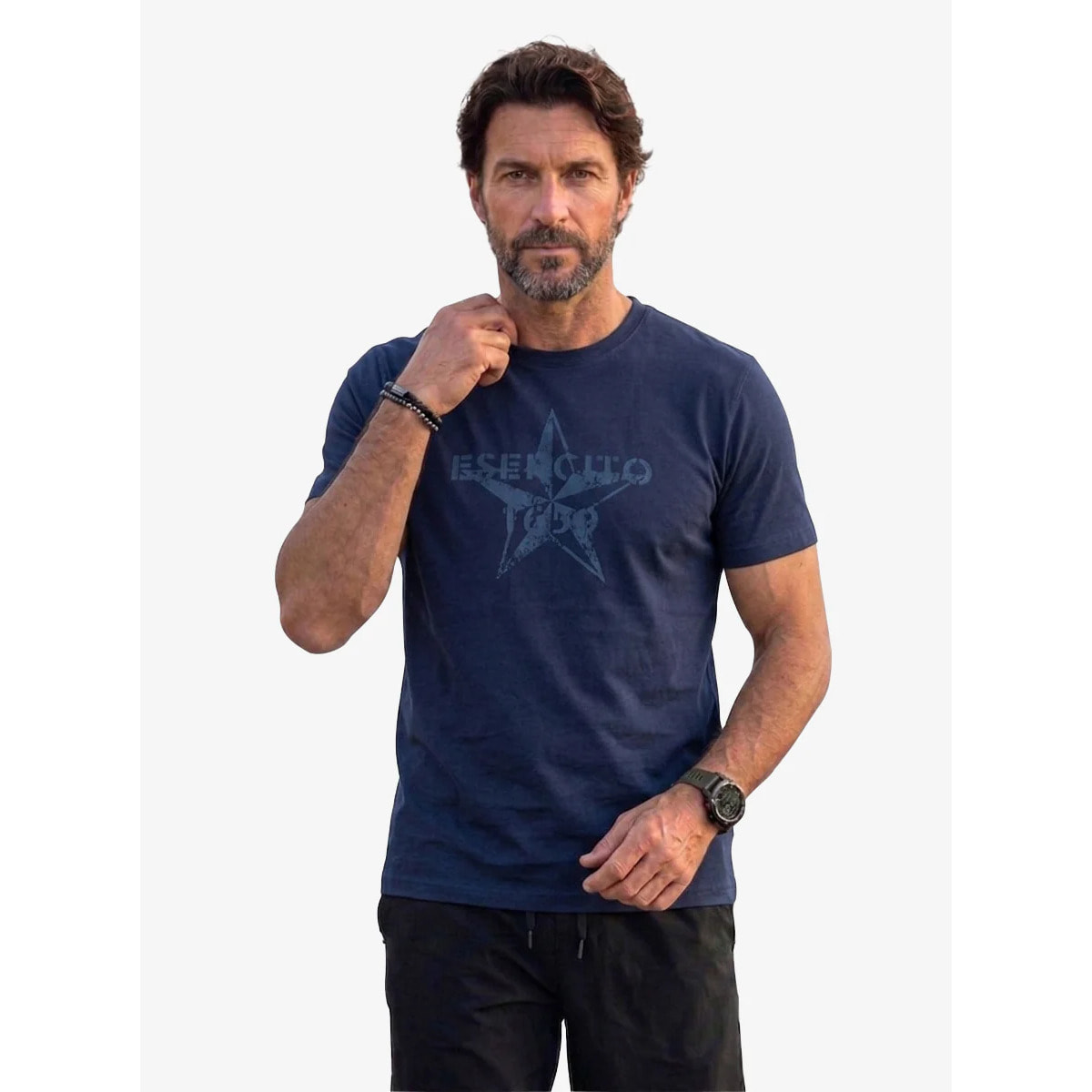 T-shirt Esercito blu in cotone uomo