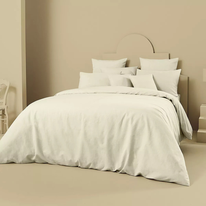 Housse de couette lin & coton 160 g/m² uni beige Le metis francais chanvre