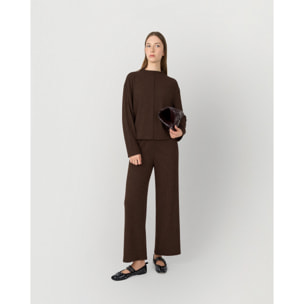 Set maglia pantaloni a coste cioccolato