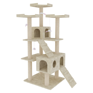 Albero per Gatto con Graffiatoio Cuccia Giocattolo Gatti Parco Giochi Tiragraffi in Sisal Naturale 183 cm