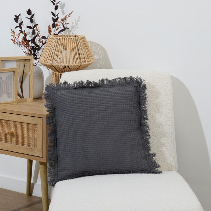Coussin - HOME DECO FACTORY - Gaufré - Anthracite - 40 x 40 cm