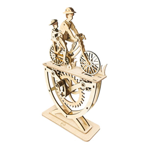 Maqueta de Madera 3D, con movimiento mecánico diseño de Amantes de la bicicleta - Padre e hijo. 118 piezas.