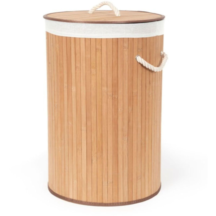 Panier à linge COMPACTOR Rond pliable Bambou Naturel
