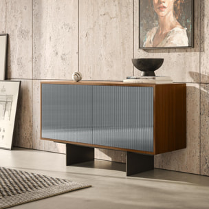 MADIA VESIRA CANNETE 2 ANTE - STRUTTURA NOCE CANALETTO, GRIGIO CARBONE, ANTA SPECCHIO FUME