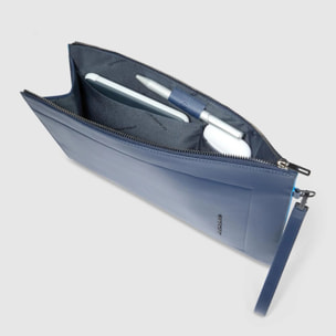 Piquadro Pochette porta iPad®Pro 11 in pelle con tasche per AirPods® e Piquadro Smart Tracker