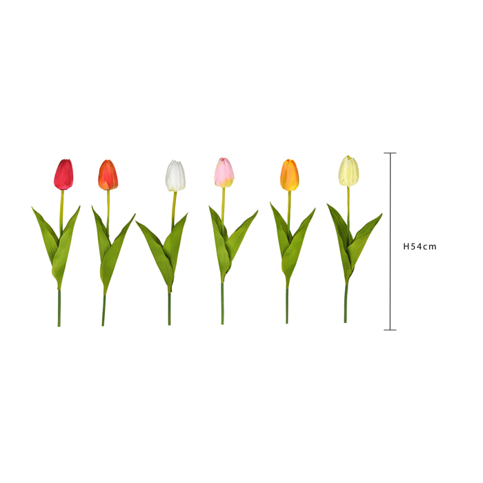 Tulipano Fiore. Altezza 54 Cm - Pezzi 24 - 9X54X5cm - Colore: Multicolore - Bianchi Dino - Fiori Artificiali