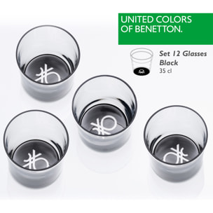 Set cristalería 12 piezas de vasos de vidrio decorados, benetton