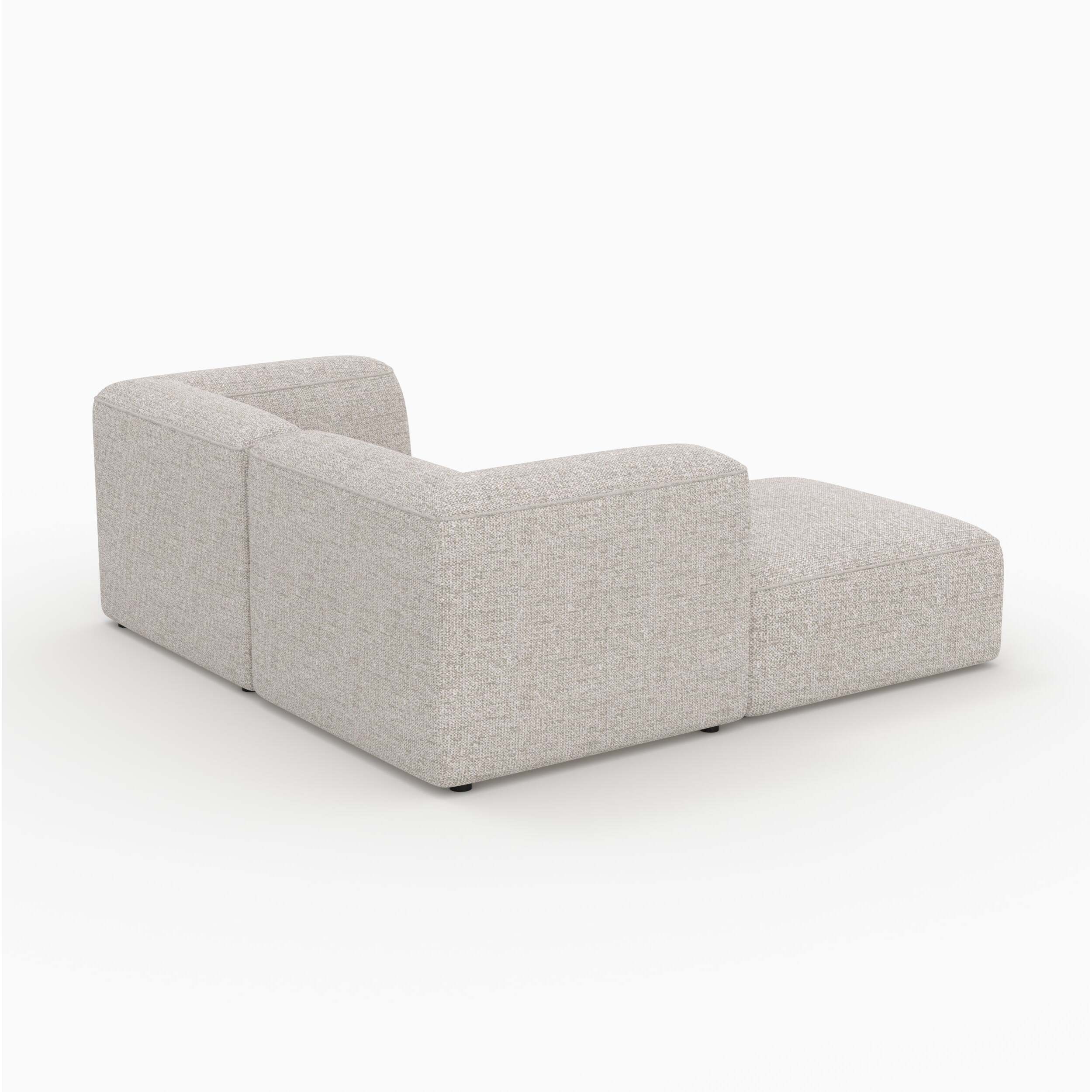 Canapé modulable en tissu beige 2 places avec pouf - Hestia