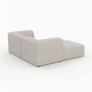 Canapé modulable en tissu beige 2 places avec pouf - Hestia