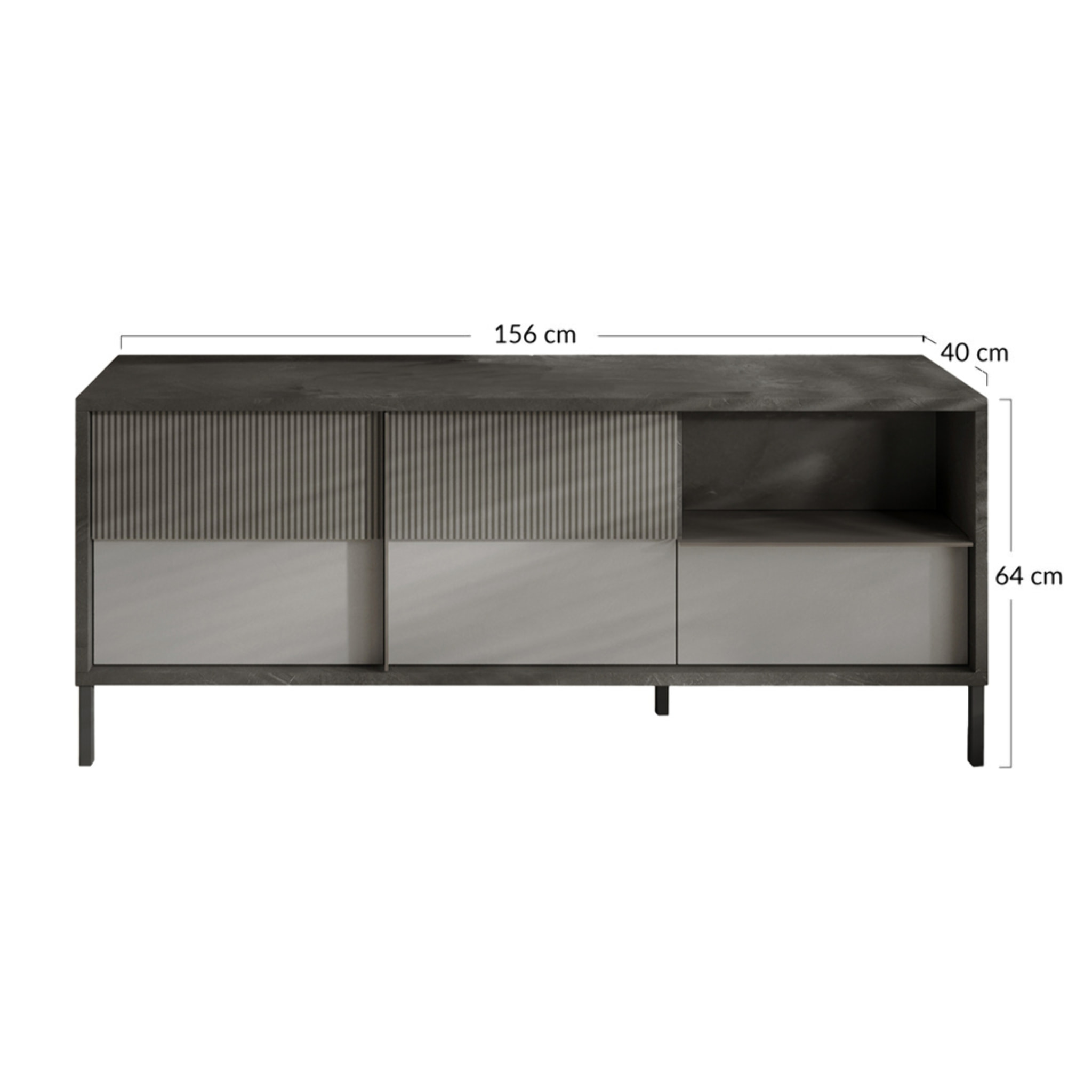 Jules - meuble tv - 2 portes et 1 tiroir - 156 cm - Gris