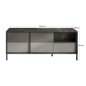 Jules - meuble tv - 2 portes et 1 tiroir - 156 cm - Gris