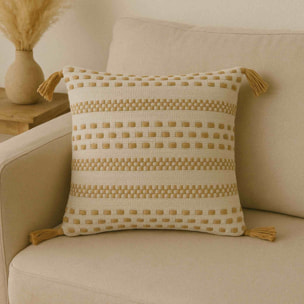 Cojín de Yute y Algodón Natural con Relleno Tessel de 400gr - Tamaño 45x45cm