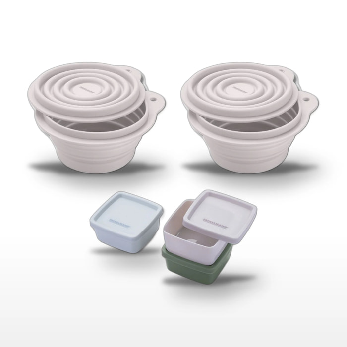 Lot de 2 Boîtes à Snacks Pliables et Set de 3 Boîtes à Sauce Fackelmann Storage