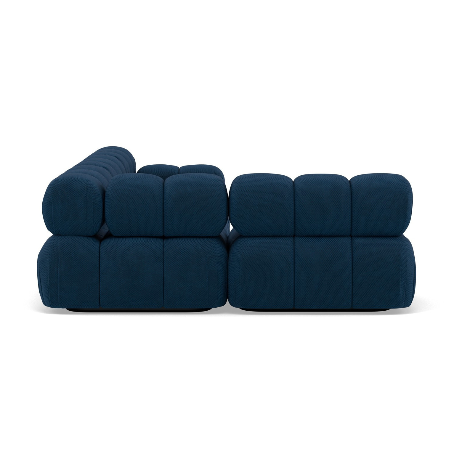 Ruby - canapé modulable d'angle gauche 5 places en velours texturé - Bleu