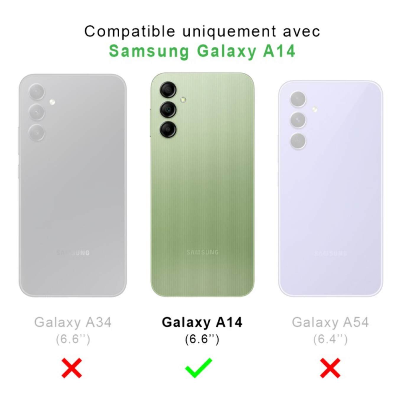 Coque Samsung Galaxy A14 Antichoc coins renforcés Silicone + 2 Vitres en verre trempé Protection écran