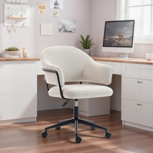 Chaise de bureau design ergonomique réglable dossier enveloppant ajouré métal noir tissu beige