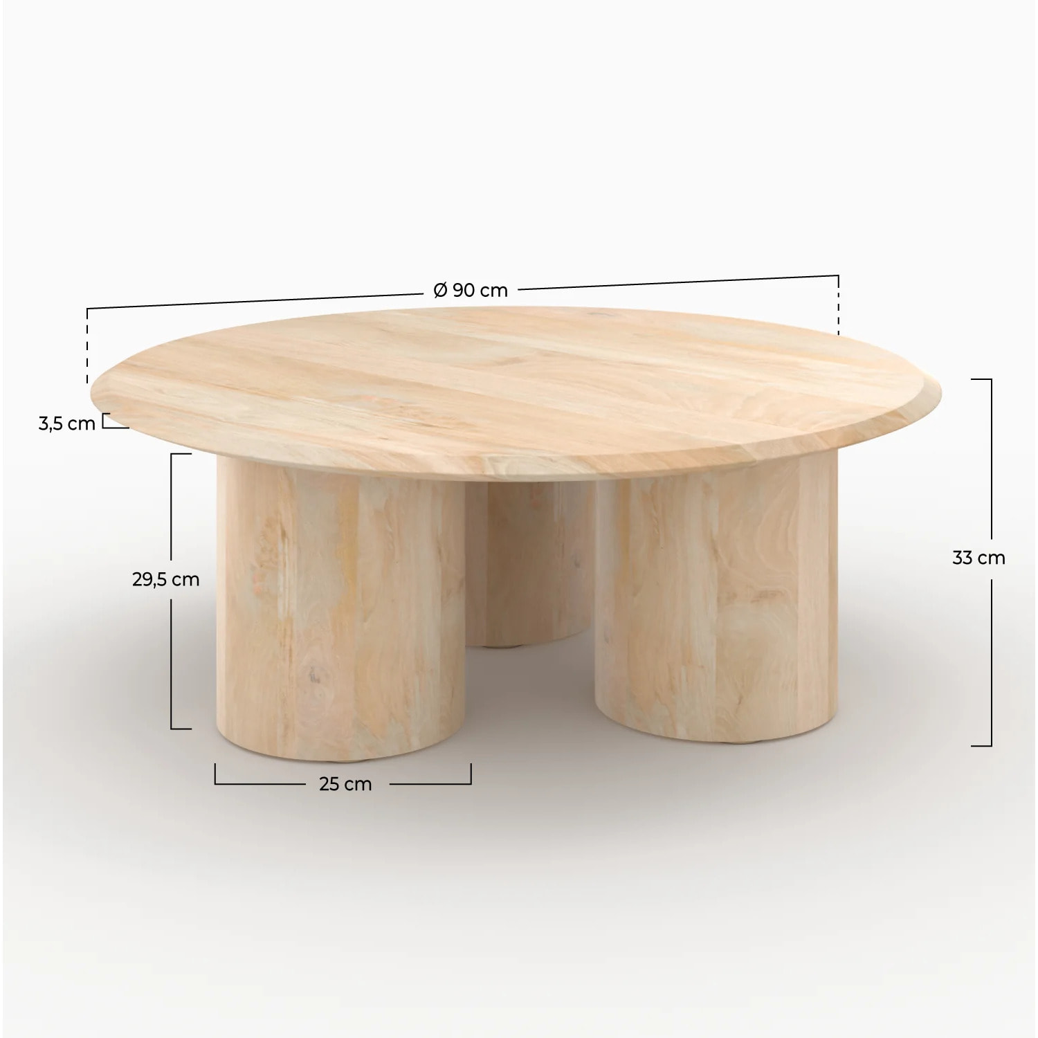 Table basse ronde en bois de manguier D90 cm - Sacha