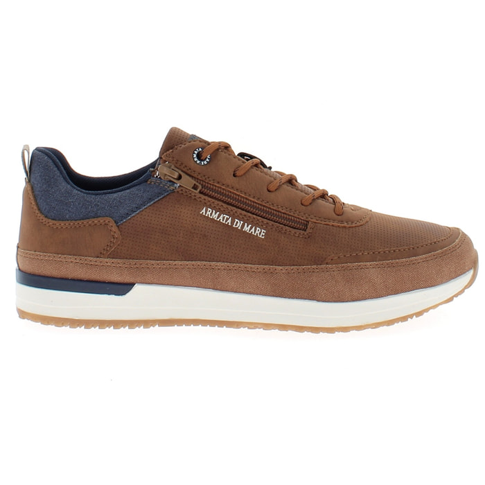Armata di Mare Scarpe Uomo Sneakers Casual Stringate con Soletta Rimovibile in Memory Foam AMU 1L914 Cognac