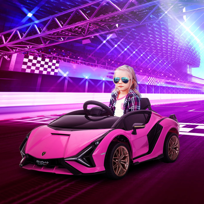 Voiture électrique enfant de sport supercar 12 V - V. max. 5 Km/h effets sonores + lumineux rose