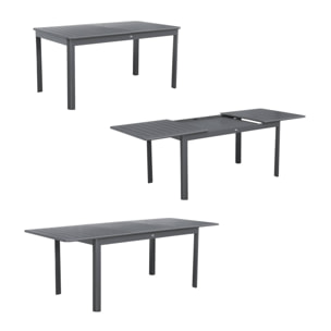 Table de jardin anthracite SEATTLE extensible aluminium. 8 places. 173 / 236.5 x 100 x 75 cm