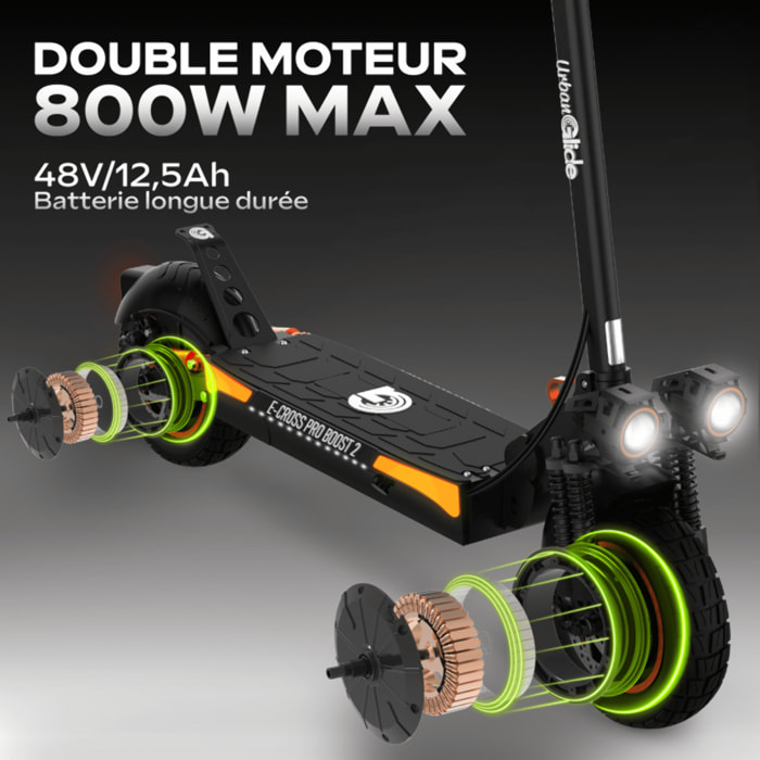 UrbanGlide E-Cross Pro BOOST 2  – Trottinette électrique 10" 2x800W 50km
