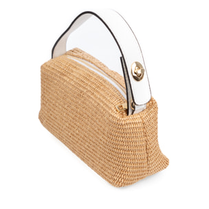 Baselice Bolso de mano Mujer. Fabricado en paja y piel auténtica Dollaro.