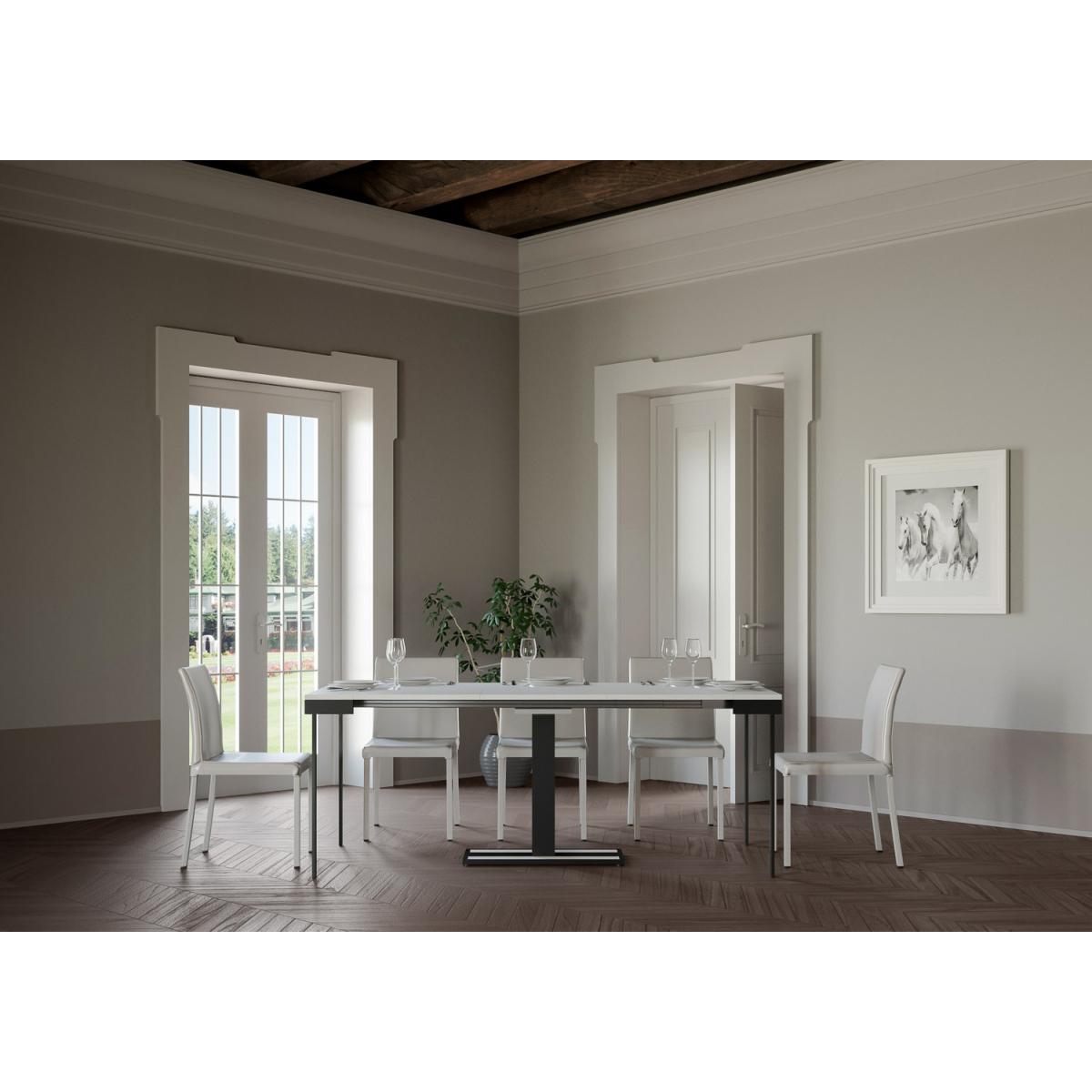 Console extensible 90x40/300 cm Capital Evolution Frêne Blanc cadre Anthracite