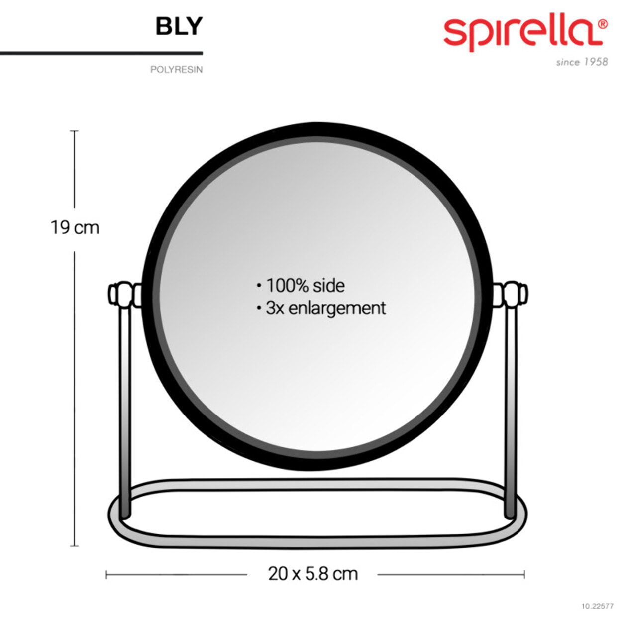 Miroir grossissant sur pied Acier BLY Noir mat & Doré Spirella