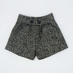 SHORT BOTONES ESPIGA NEGRO