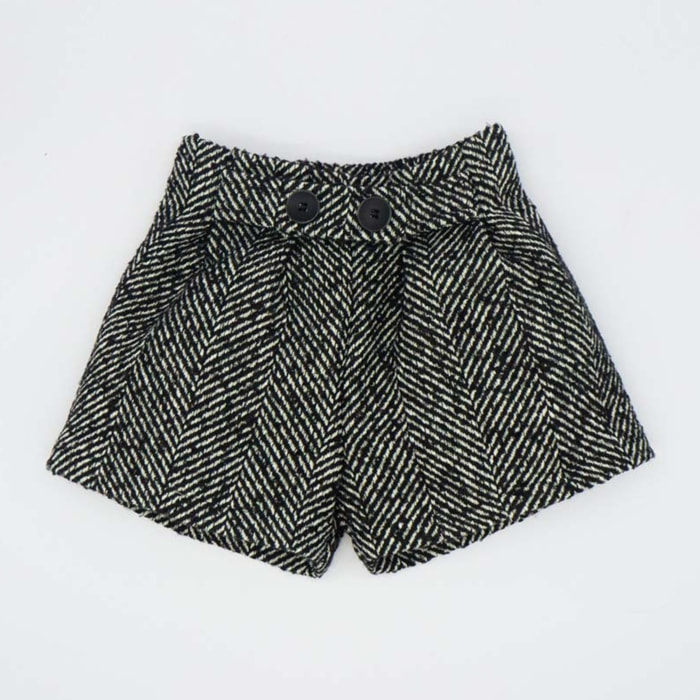 SHORT BOTONES ESPIGA NEGRO