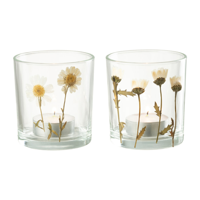J-Line photophore Fleur Marguerite - verre - mix - small - 2 pièces
