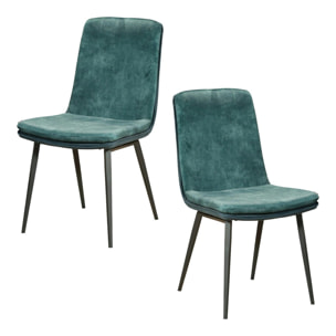 Chaise en velours bleu à double coussinage (lot de 2) OKA