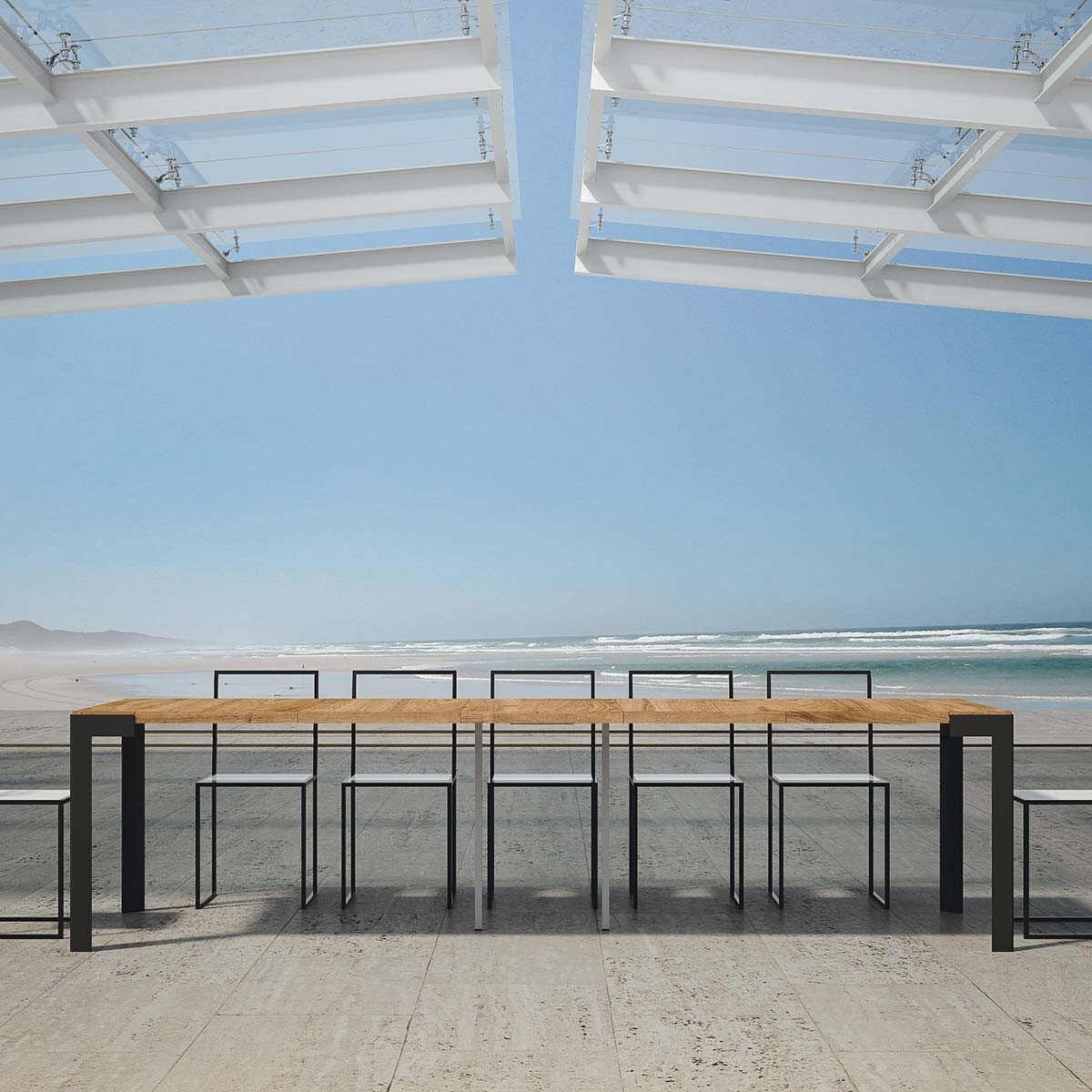 Consolle allungabile 90x40/290 cm Azalea Abete Tinto telaio Antracite