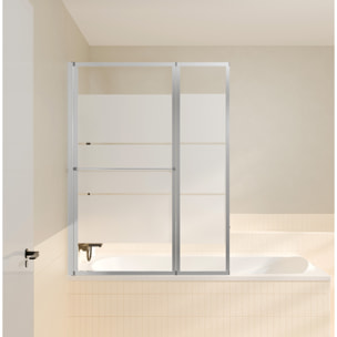 Pare baignoire relevable 139x105cm avec volet - verre transparent avec bande depolie