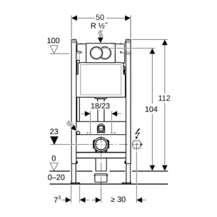 Geberit Delta Pack bâti-support Duofix 112cm + Plaque de commande Delta01, Blanche + Fixations murales (111.154.11.3)