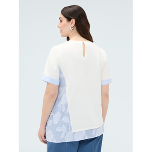 Fiorella Rubino - T-shirt in jersey con inserti a righe - Bianco