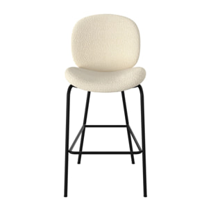 Lot de 2 chaises pour îlot central en tissu bouclé beige 63,5 cm - Iris
