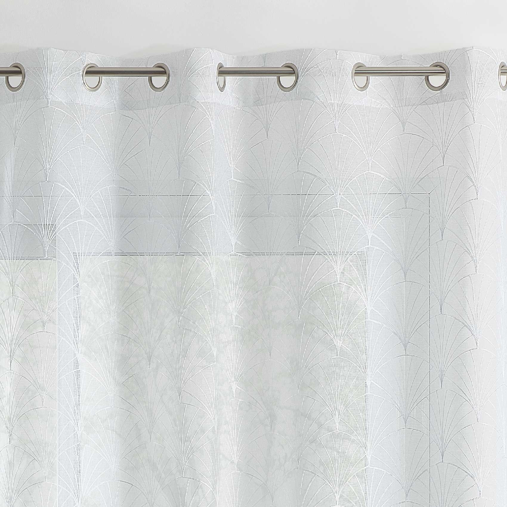 Voilage brodé style art déco - Blanc
