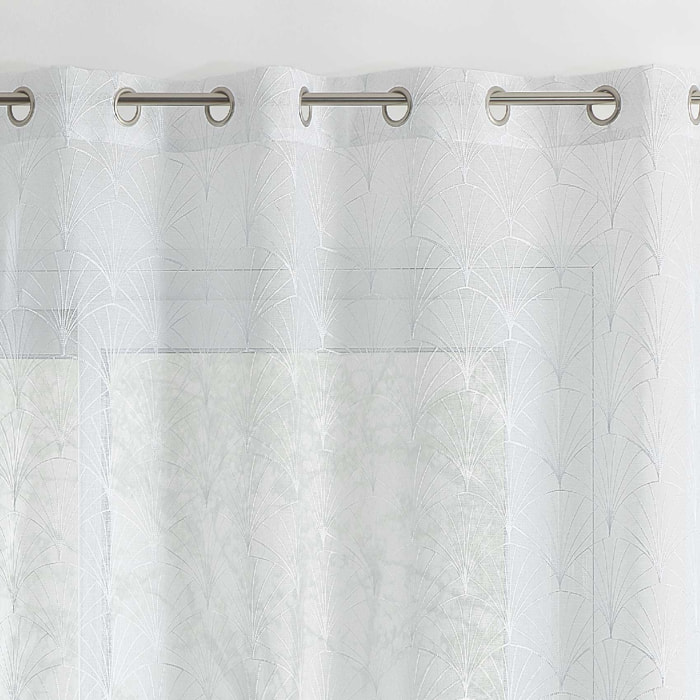 Voilage brodé style art déco - Blanc