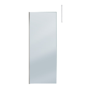 Paroi de Douche 80x200cm Verre Fumé - Profilé + Barre Plafond Finition Chrome - FREEDOM 2 SMOKED