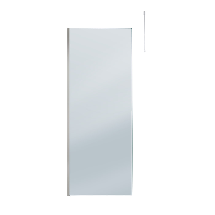 Paroi de Douche 80x200cm Verre Fumé - Profilé + Barre Plafond Finition Chrome - FREEDOM 2 SMOKED