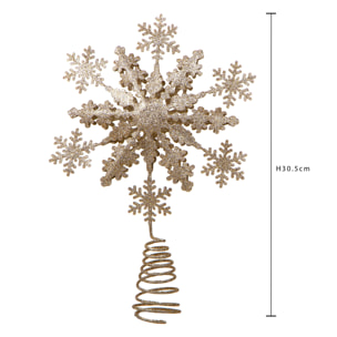 Puntale Fiocco Di Neve. Altezza 30,5 Cm - Pezzi 1 - 20X30,5X6,35cm - Bianchi Dino - Articoli Natalizi