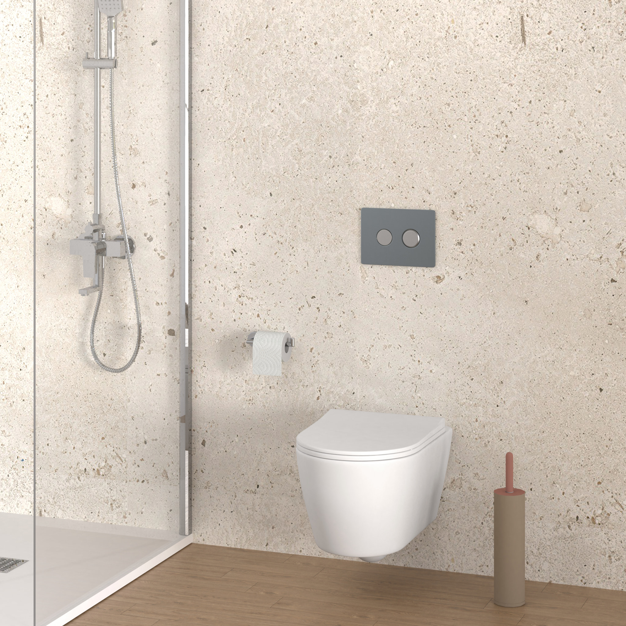 Inodoro suspendido | WC de ceramica | Blanco Mate |WC con Tapa amortiguada | Salida a pared | Sistema rimless | Alday