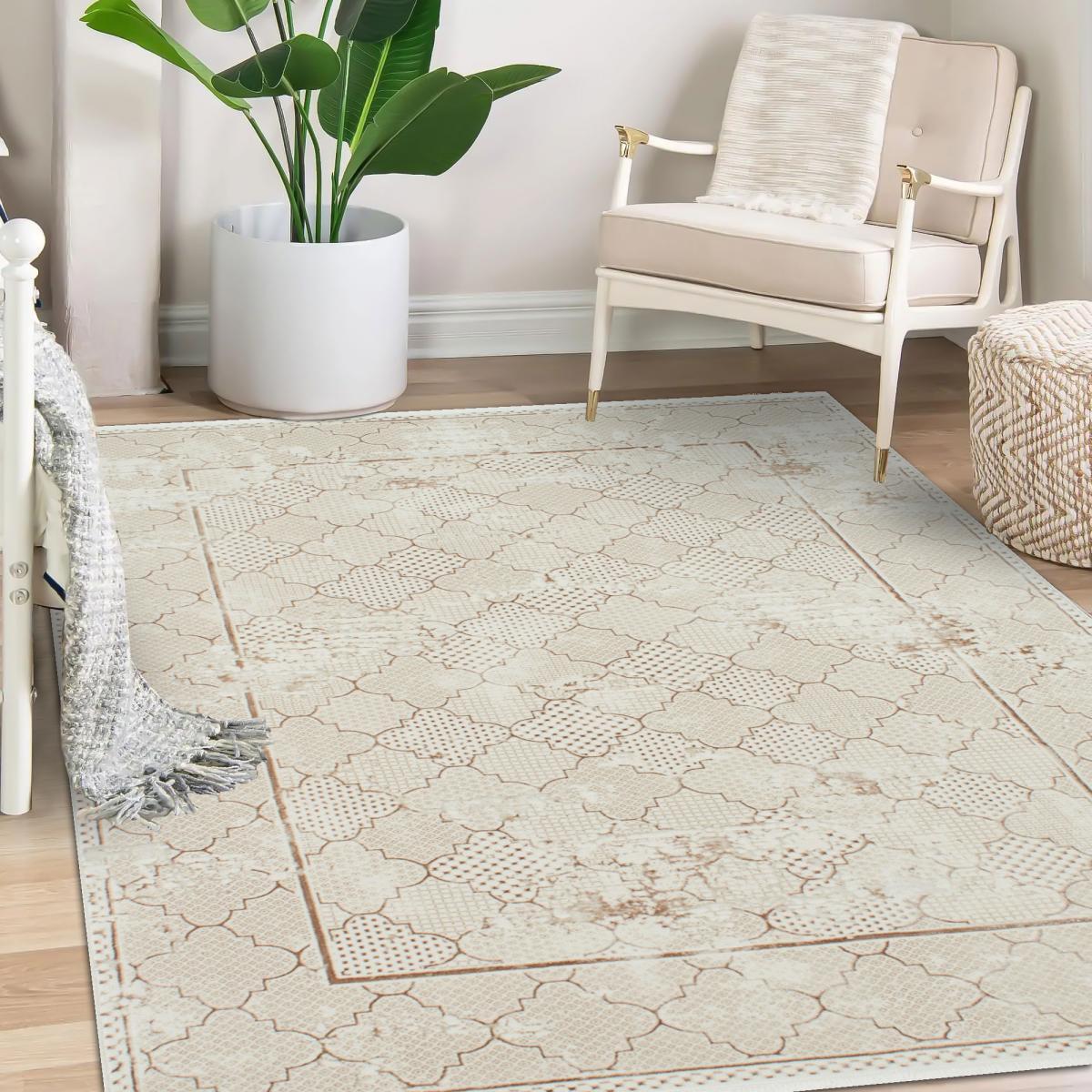 Tapis salon et chambre tissé motif fresque RANU