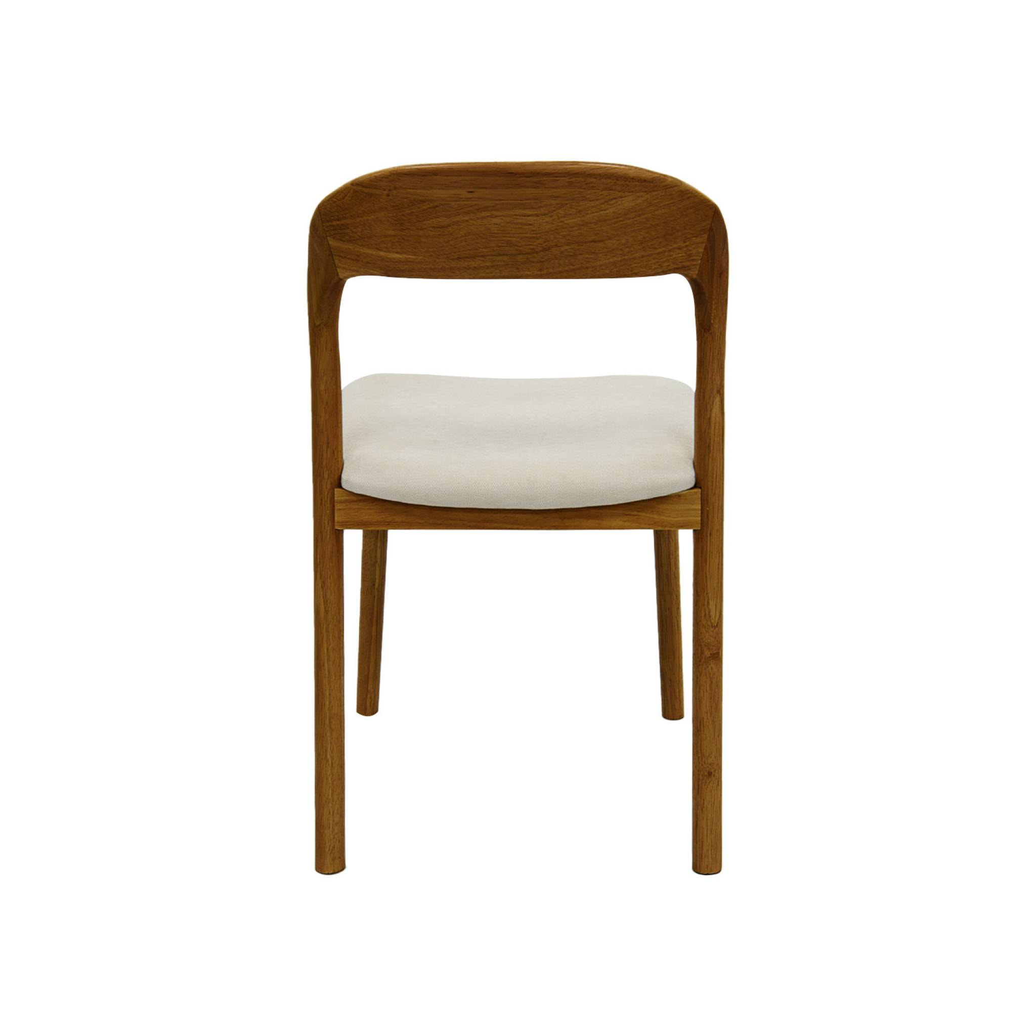 Lot de 2 chaises vintage bois d'hévéa noyer et tissu beige - L 46 x P 53 x H 78cm - Athena