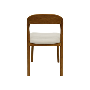 Lot de 2 chaises vintage bois d'hévéa noyer et tissu beige - L 46 x P 53 x H 78cm - Athena